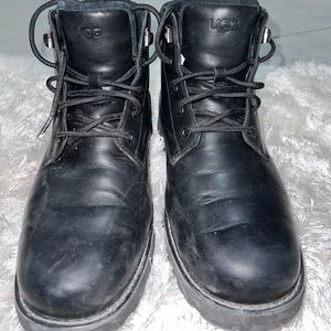Leather black men’s UGG boots. Size 10